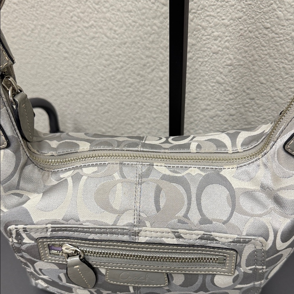 Coach Silver And Gray Scribble Monogram Medium Ho… - image 5